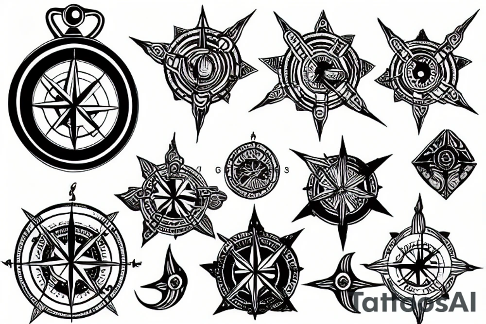 vajra with compass tattoo idea