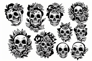 skull and roses tattoo idea