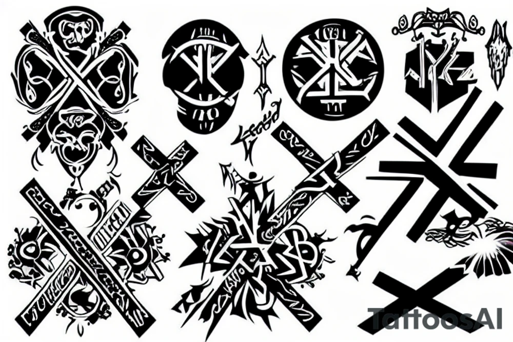 y2k goth cross tattoo idea
