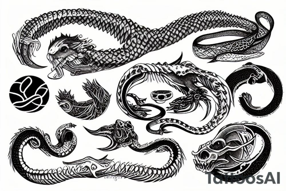 ouroboros with elements of earth tattoo idea