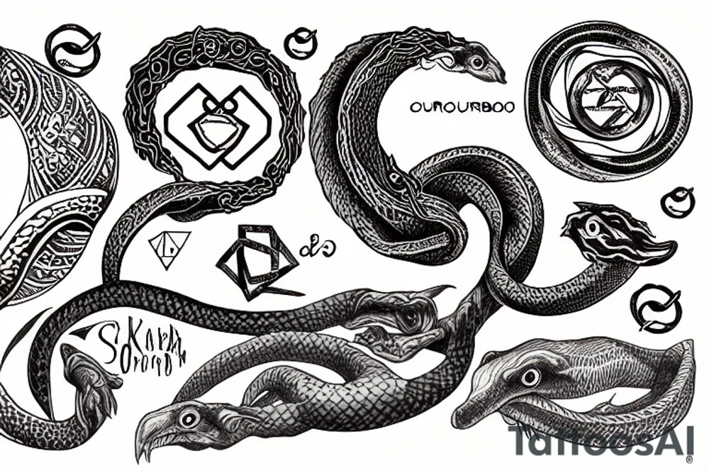 ouroboros with elements of earth tattoo idea