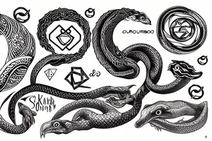 ouroboros with elements of earth tattoo idea