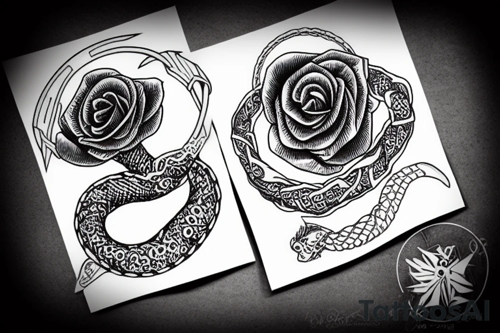 ouroboros with a rose tattoo idea