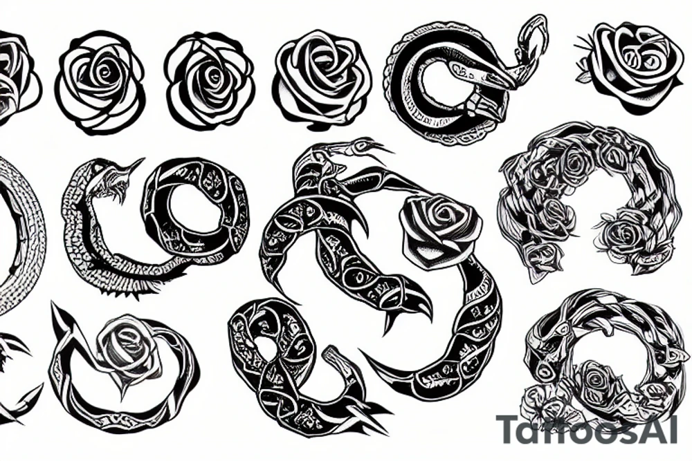 ouroboros with a rose tattoo idea