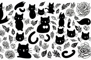 Black cat in garden tattoo idea