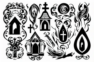 Church on fire tattoo idea