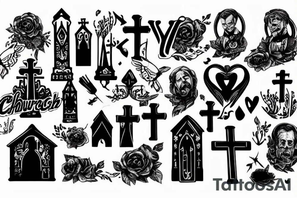 Church on fire tattoo idea