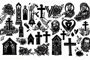 Church on fire tattoo idea
