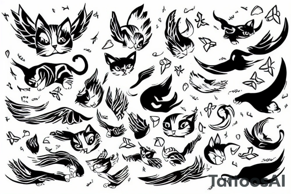 Cat flying to heaven tattoo idea