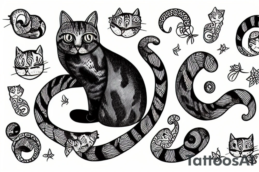 Cat curled up in arms tattoo idea