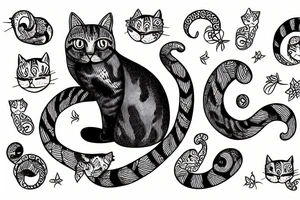 Cat curled up in arms tattoo idea