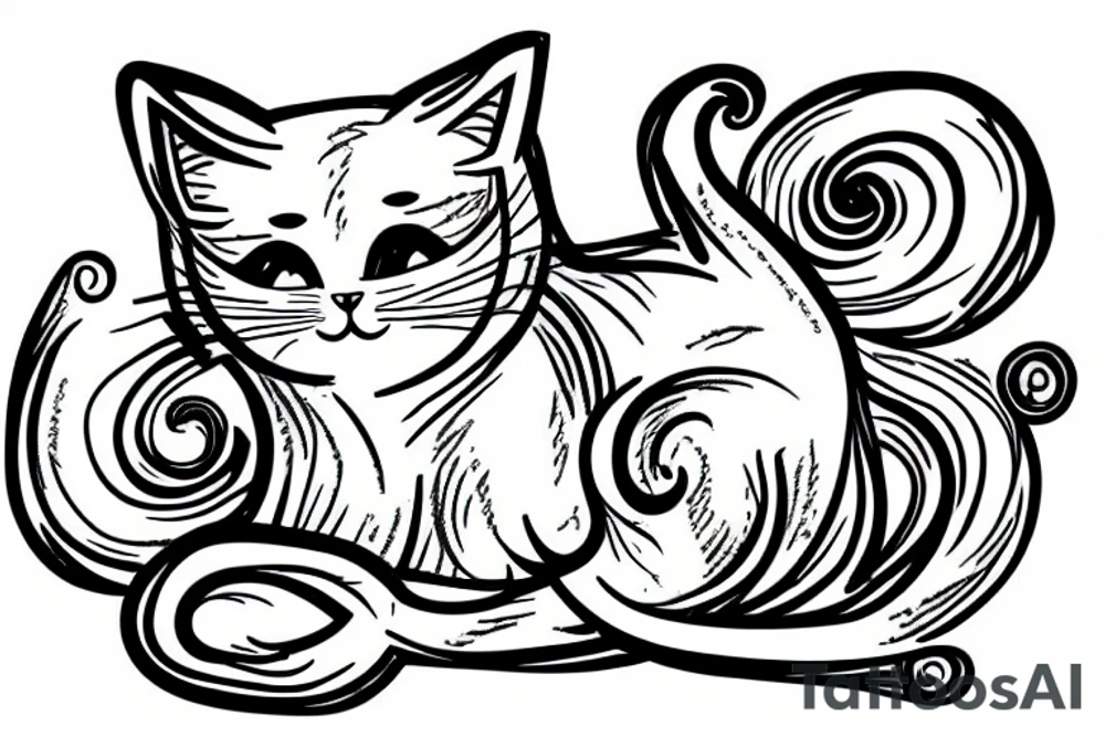 Cat curled up in arms tattoo idea