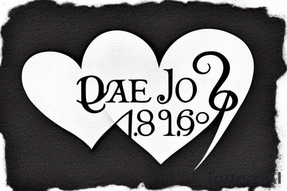 Old school tattoo of a heart with the date jan 9 on it tattoo idea