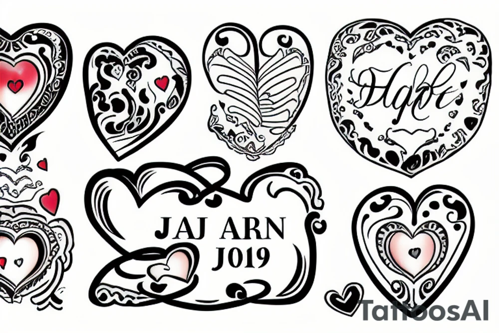 Old school tattoo of a heart with the date jan 9 on it tattoo idea