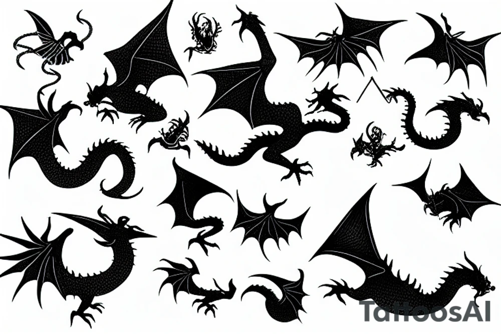 Flying dragon silhouette tattoo idea