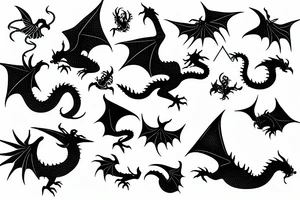 Flying dragon silhouette tattoo idea