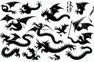 Flying dragon silhouette tattoo idea