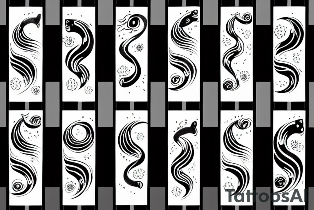 Fish , waves and sun tattoo idea