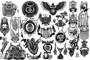Symbols of wisdom, templance, courage, justice tattoo idea