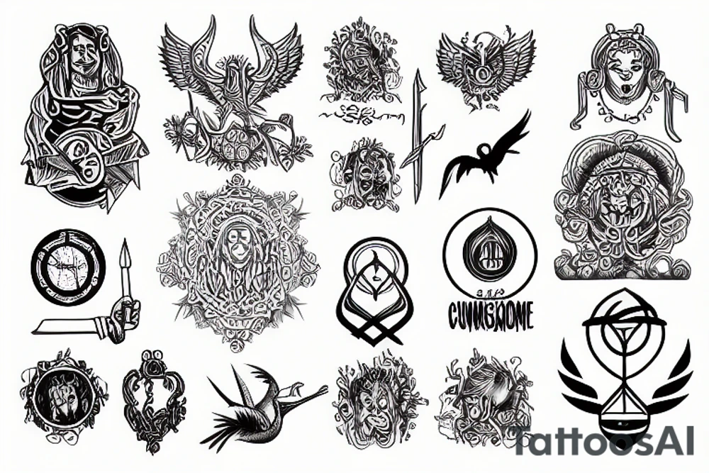 Symbols of wisdom, templance, courage, justice tattoo idea