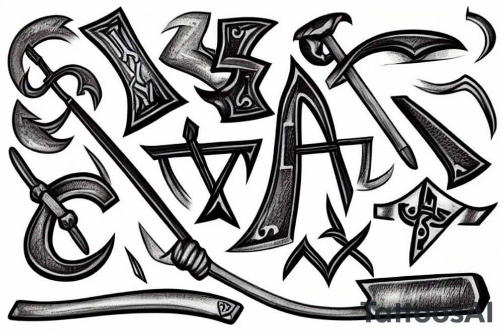 Axe with wiking runes tattoo idea