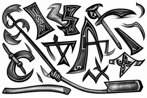 Axe with wiking runes tattoo idea