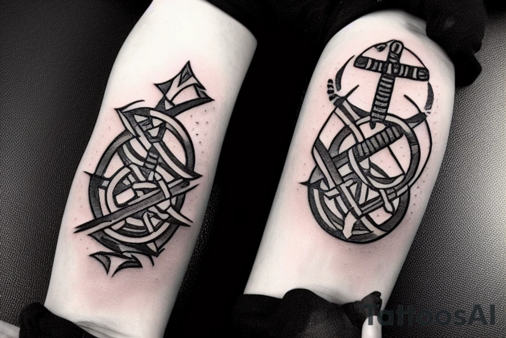 Axe with wiking runes tattoo idea