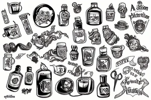 a potion filled with horrible things tattoo idea