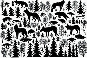 Wolf silhouette with forest inside the wolf tattoo idea