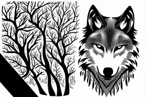 Wolf silhouette with forest inside the wolf tattoo idea