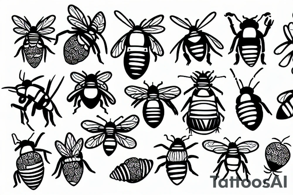 Trippy Bee and Honeycomb tattoo idea