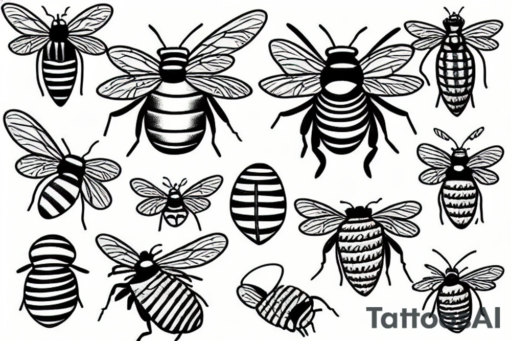 Trippy Bee and Honeycomb tattoo idea