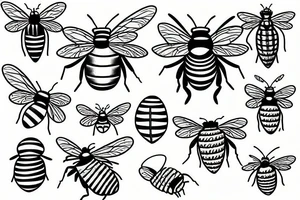 Trippy Bee and Honeycomb tattoo idea
