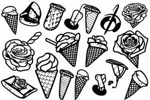 tape, melt, ice cream, music, flowers, tattoo idea