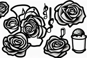 tape, melt, ice cream, music, flowers, tattoo idea