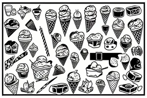 some crazy grafti style whit ice cream tattoo idea