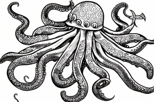 octopus holding a trident tattoo idea
