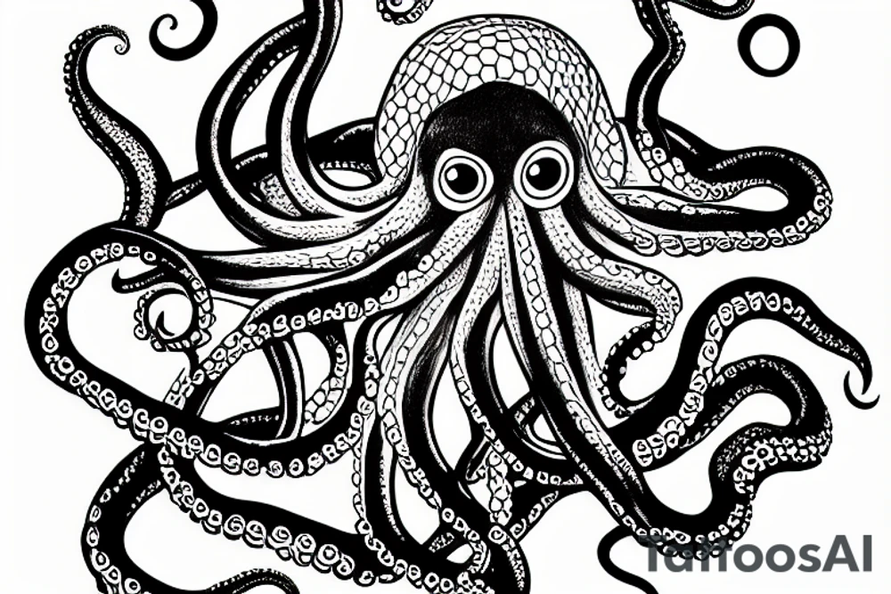 octopus holding a trident tattoo idea
