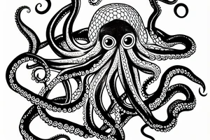 octopus holding a trident tattoo idea