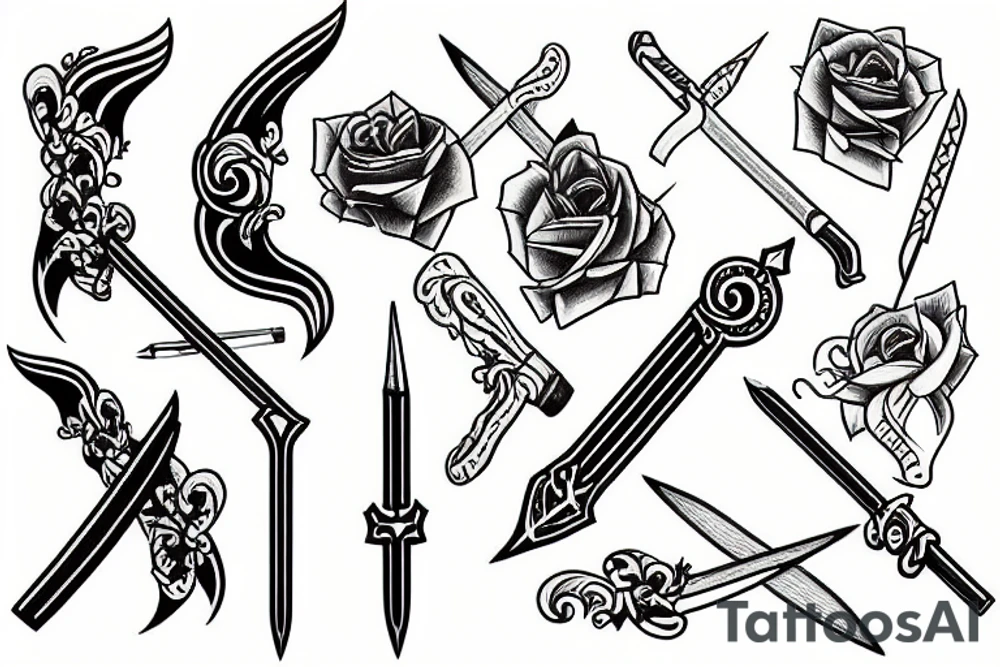A pencil and a sword fighting tattoo idea