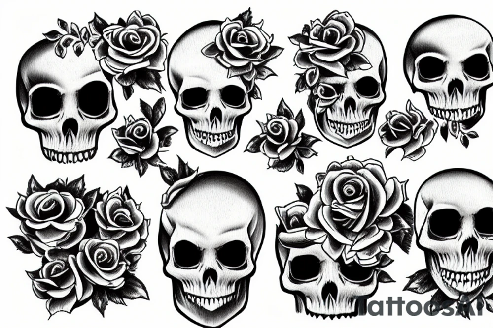 a memento mori with skull and roses tattoo idea