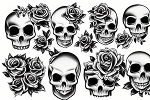 a memento mori with skull and roses tattoo idea