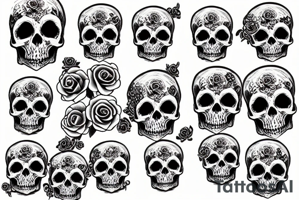 a memento mori with skull and roses tattoo idea