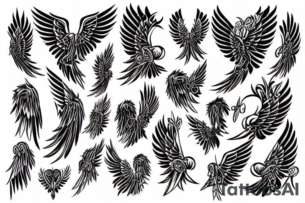 angle wings in winter tattoo idea