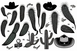 Western cowboy bullwhip cactus tattoo idea