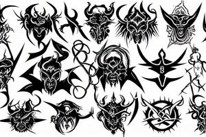 slaanesh symbol with demonic sigils tattoo idea
