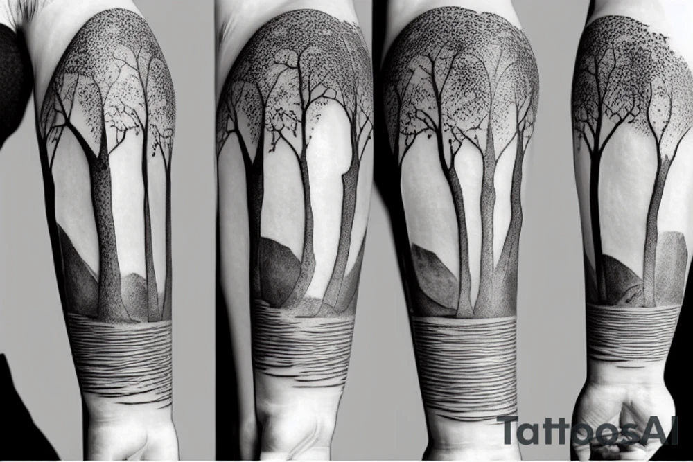 Statue carving itself out of a tree tattoo idea