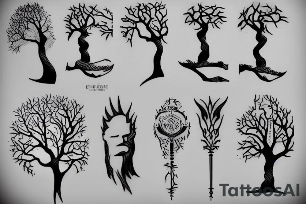 Statue carving itself out of a tree tattoo idea