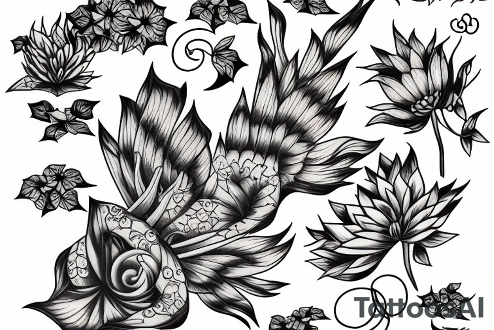 Pheonix a lotus and ivy tattoo idea