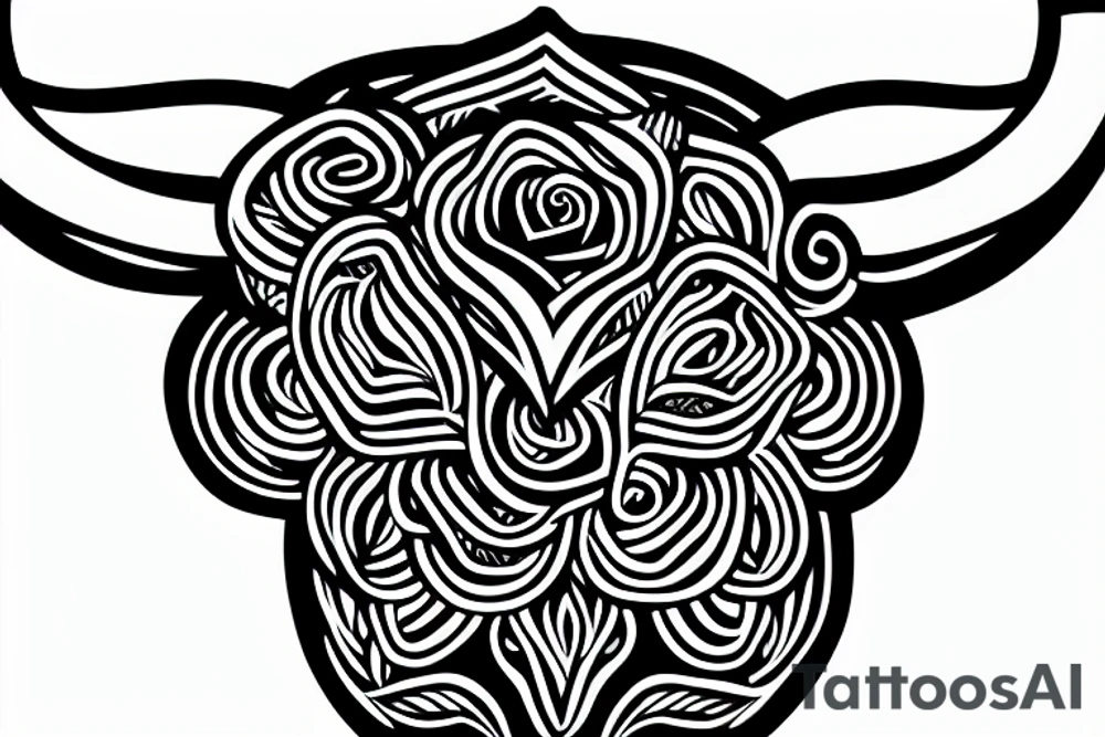 Bull with rose tattoo idea